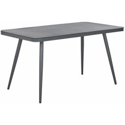 Gartentisch Aluminium Glasplatte grau Steinoptik rechteckig 140x80 Modern Lipari - Grau