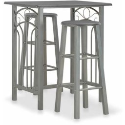 Vidaxl - 3-tlg. Bar-Set Holz und Stahl Anthrazit Grau