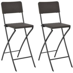 Klappbare Barstühle 2 Stk. hdpe und Stahl Braun Rattanoptik Vidaxl Braun