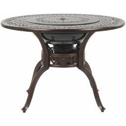 Gartentisch dunkelbraun Metall Grillfunktion rund Manfria - Braun