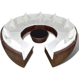 10-tlg. Garten-Lounge-Set mit Auflagen Poly Rattan Braun Vidaxl Braun