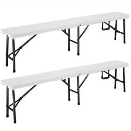 2er Set Bierbank 8 Personen klappbar 183cm mit Tragegriff Kofferfunktion Kunststoff Sitzbank