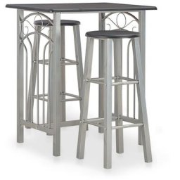 Vidaxl - 3-tlg. Bar-Set Holz und Stahl Schwarz Schwarz