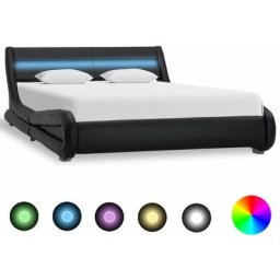 Bettgestell mit led Schwarz Kunstleder 120x200 cm Vidaxl Schwarz