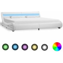 Vidaxl - Bettgestell mit led Weiß Kunstleder 180x200 cm Weiß