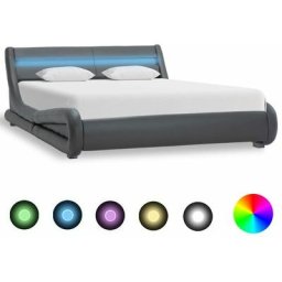 Bettgestell mit LED Grau Kunstleder 120×200 cm vidaXL - Grau
