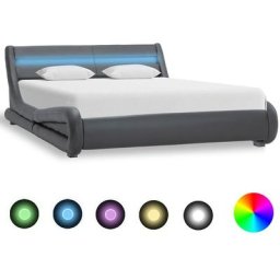 Vidaxl - Bettgestell mit led Grau Kunstleder 160x200 cm Grau