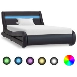 Bettgestell mit led Schwarz Kunstleder 100x200 cm Vidaxl Schwarz