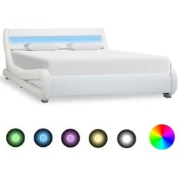 Vidaxl - Bettgestell mit led Weiß Kunstleder 120 x 200 cm Weiß
