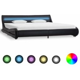 Bettgestell mit led Schwarz Kunstleder 180x200 cm Vidaxl Schwarz