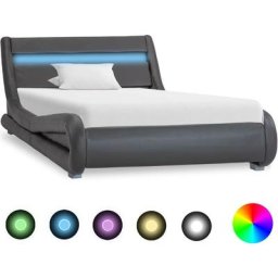 Vidaxl - Bettgestell mit led Grau Kunstleder 90×200 cm Grau