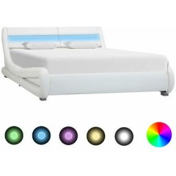 Vidaxl - Bettgestell mit led Weiß Kunstleder 160×200 cm Weiß