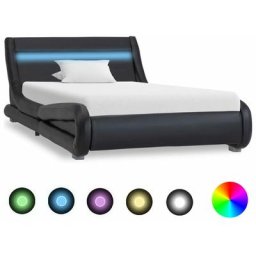 Bettgestell mit led Schwarz Kunstleder 90x200 cm Vidaxl Schwarz