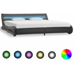 Vidaxl - Bettgestell mit led Grau Kunstleder 180x200 cm Grau