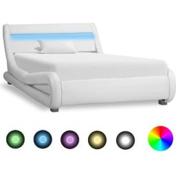 Vidaxl - Bettgestell mit led Weiß Kunstleder 100x200 cm Weiß