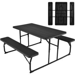 Klappbarer Picknicktisch mit Bänken, 136 cm Campingtisch-Set für draußen, Bierzeltgarnitur