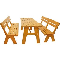 Garnitur freital 3-teilig (2x Bank 200cm, 1x Tisch 72x200cm), kiefer - natur
