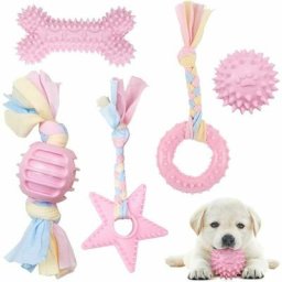 Hundespielzeug aus Seil und Ball, 5-teiliges Kauspielzeug-Set, unzerstörbares Hundespielzeug für