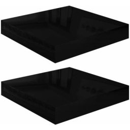 Wandregale Schwebend 2 Stk. Hochglanz-Schwarz 23x23,5x3,8cm MDF vidaXL - Schwarz