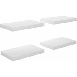 Schwebende Wandregale 4 Stk. Hochglanz-Weiß 40x23x3,8cm MDF vidaXL - Weiß