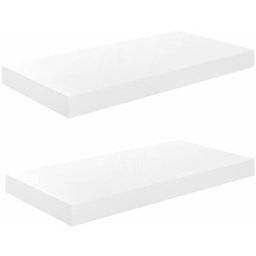 Schwebende Wandregale 2 Stk. Hochglanz-Weiß 50x23x3,8cm MDF vidaXL - Weiß