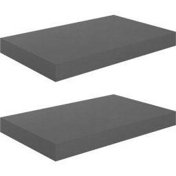 Schwebende Wandregale 2 Stk. Hochglanz-Grau 40x23x3,8cm MDF vidaXL - Grau
