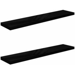 Wandregale Schwebend 2Stk. Hochglanz-Schwarz 120x23,5x3,8cm MDF vidaXL - Schwarz