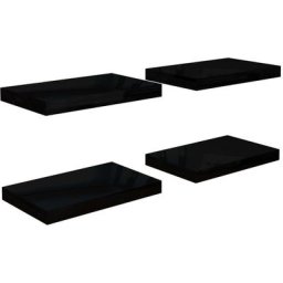 Schwebende Wandregale 4 Stk. Hochglanz-Schwarz 40x23x3,8cm MDF vidaXL - Schwarz