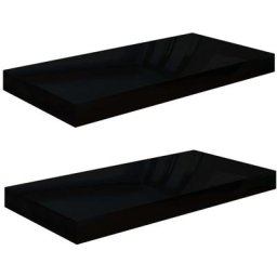 Schwebende Wandregale 2 Stk. Hochglanz-Schwarz 50x23x3,8cm MDF vidaXL - Schwarz