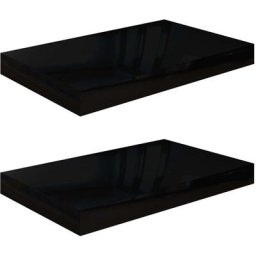 Schwebende Wandregale 2 Stk. Hochglanz-Schwarz 40x23x3,8cm MDF vidaXL - Schwarz