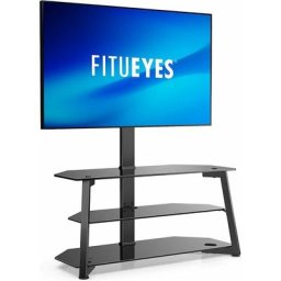 Lowboard mit Halterung 32-70 Zoll bis zu 45kg tv Stnder mit 3 Ablagen tv Mbel aus Glas Max.VESA