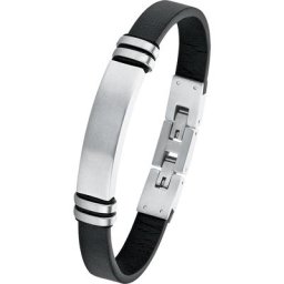 Herren ID-Armband, Leder/Edelstahl