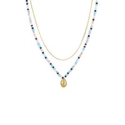 Elli Elli Halskette Muschel Glas Beads Bunt 925 Silber vergoldet Ketten Damen