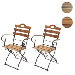 2er-Set Biergartenstuhl HWC-J40, Klappstuhl Gartenstuhl, Gastronomie-Qualität Akazie MVG-zertifiziert ~ Variantenangebot