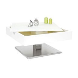 MCA Couchtisch HWC-E74, Wohnzimmertisch Sofatisch Beistelltisch, Edelstahl 38x75x75cm matt weiß ~ Variantenangebot