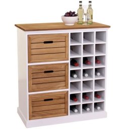 Weinregal HWC-B96, Kommode Flaschenregal für 21 Flaschen mit Körbe, Landhaus 90x73x38cm ~ Variantenangebot