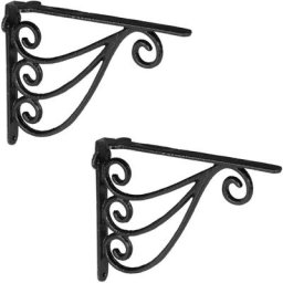 Relaxdays Regalwinkel Set, 2 Winkel, HBT: 23,5 x 4 x 18 cm, antike Verzierung, Wandregal-Halterung,