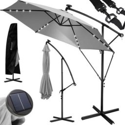 Kesser - Alu Ampelschirm led Solar + Abdeckung mit Kurbelvorrichtung UV-Schutz Aluminium mit