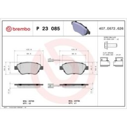 Bremsbelagsatz BREMBO P 23 085, Vorne