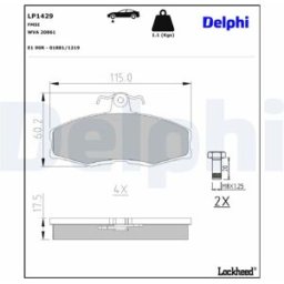 Bremsbelagsatz DELPHI LP1429, Vorne