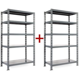 B2B Partner Fachbodenregal 1+1 GRATIS, 1800x1200x500 mm, 5 Fachböden, Tragkraft 300 kg, basic