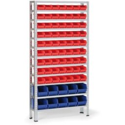 B2B Partner Regal mit Sichtlagerkästen BASIC, 1730 x 850 x 300 mm, 63x Typ A, 10x Typ B