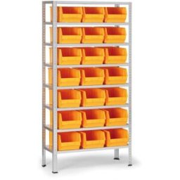 B2B Partner Regal mit Sichtlagerkästen BASIC, 1730 x 850 x 300 mm, 21x Typ C