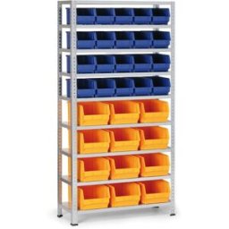 B2B Partner Regal mit Sichtlagerkästen BASIC, 1730 x 850 x 300 mm, 20x Typ B + 12x Typ C
