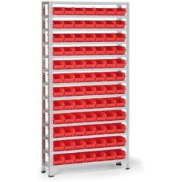 B2B Partner Regal mit Sichtlagerkästen BASIC, 1730 x 850 x 300 mm, 84x Typ A