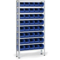 B2B Partner Regal mit Sichtlagerkästen BASIC, 1730 x 850 x 300 mm, 40x Typ B