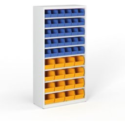 B2B Partner Regal mit Sichtlagerkästen BASIC - 1800 x 400 x 920 mm, 30x B, 16x C
