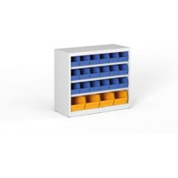 B2B Partner Regal mit Sichtlagerkästen BASIC - 800 x 400 x 920 mm, 18x B, 4x C