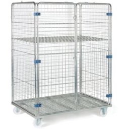 B2B Partner Rollbehälter mit Gitterwänden, Gitterwagen BASIC, 1x Gitterboden, 1660 x 1205 x 810 mm