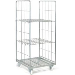 B2B Partner Rollbehälter mit Gitterwänden, Gitterwagen BASIC, 2x Gitterboden, 1660x710x810 mm